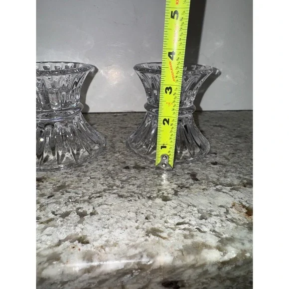 Vintage Royal Limited 24% Lead Crystal Slovenia Taper Votive Candlesticks - Picture 4 of 7